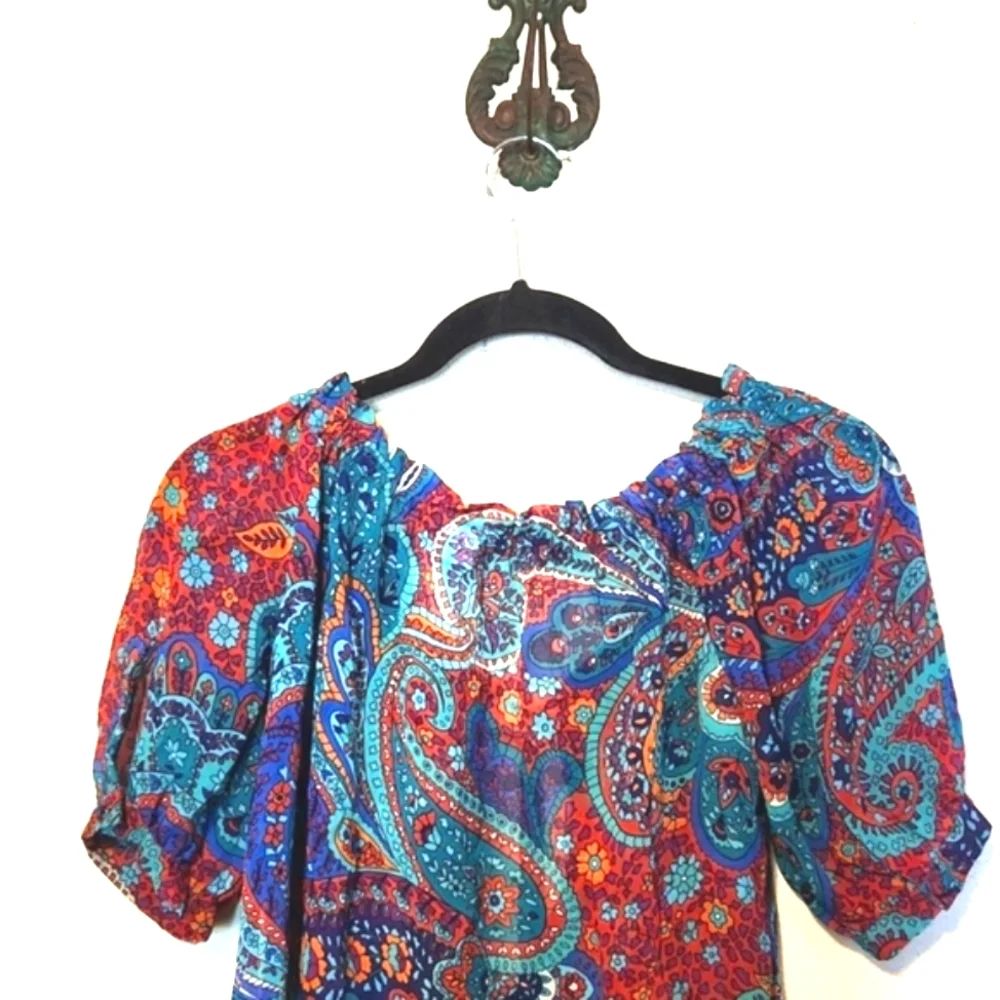 Moda International 100% Silk Beaded Sequined Peasant Blouse Size XS - Picture 9 of 13